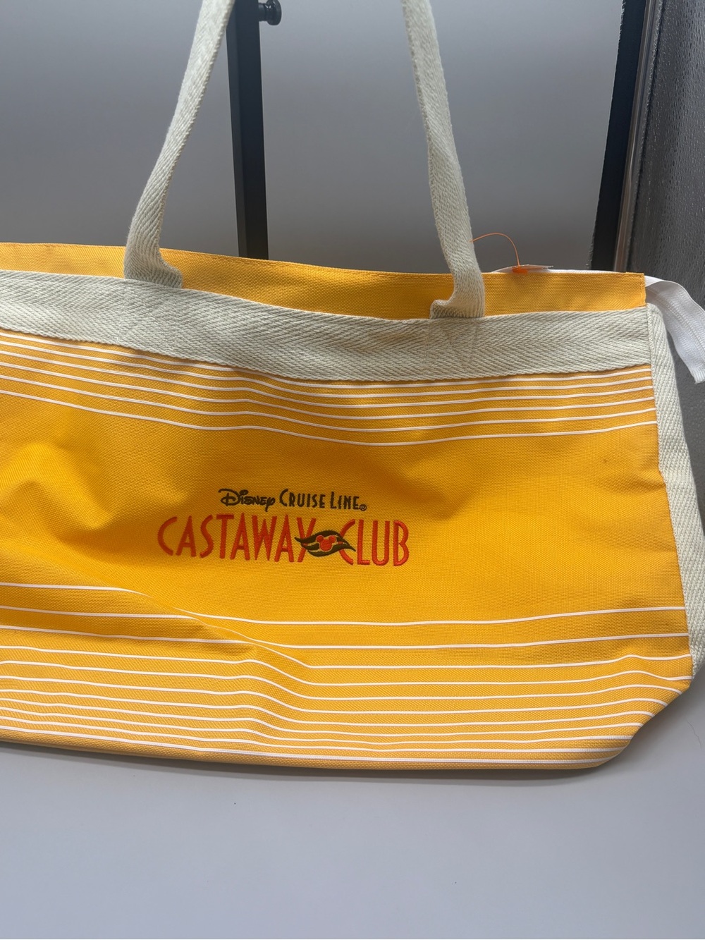 Disney Yellow and White Striped Castaway Club Tote